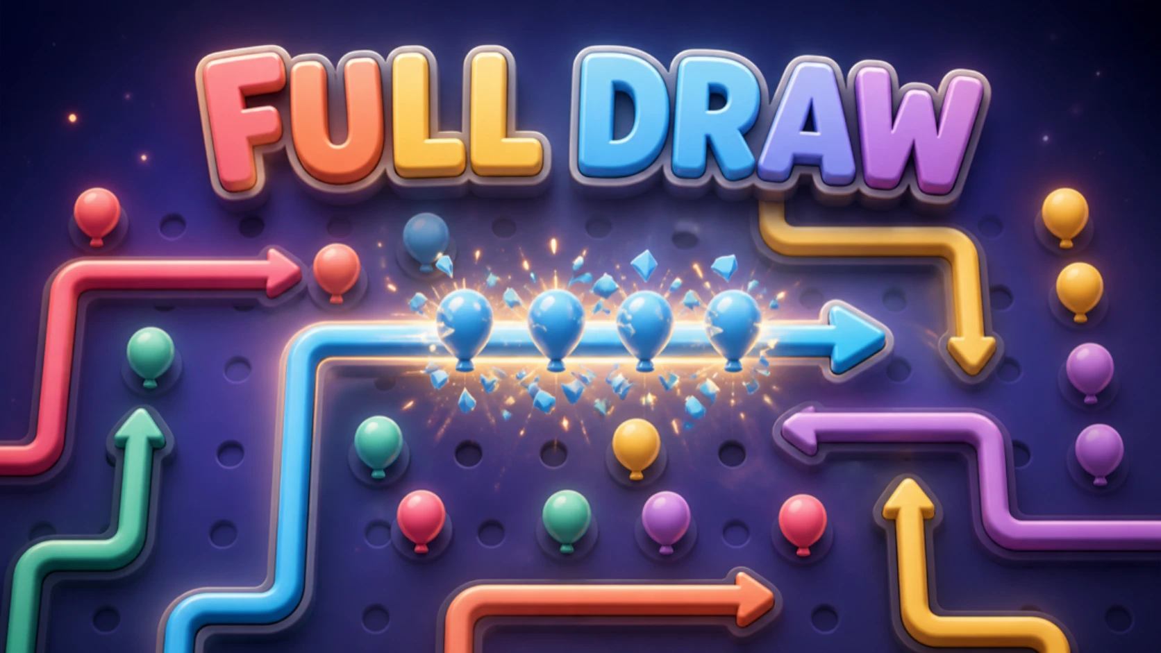 A portrait Full Draw puzzle showing colorful arrows packed below a rotating target carousel.